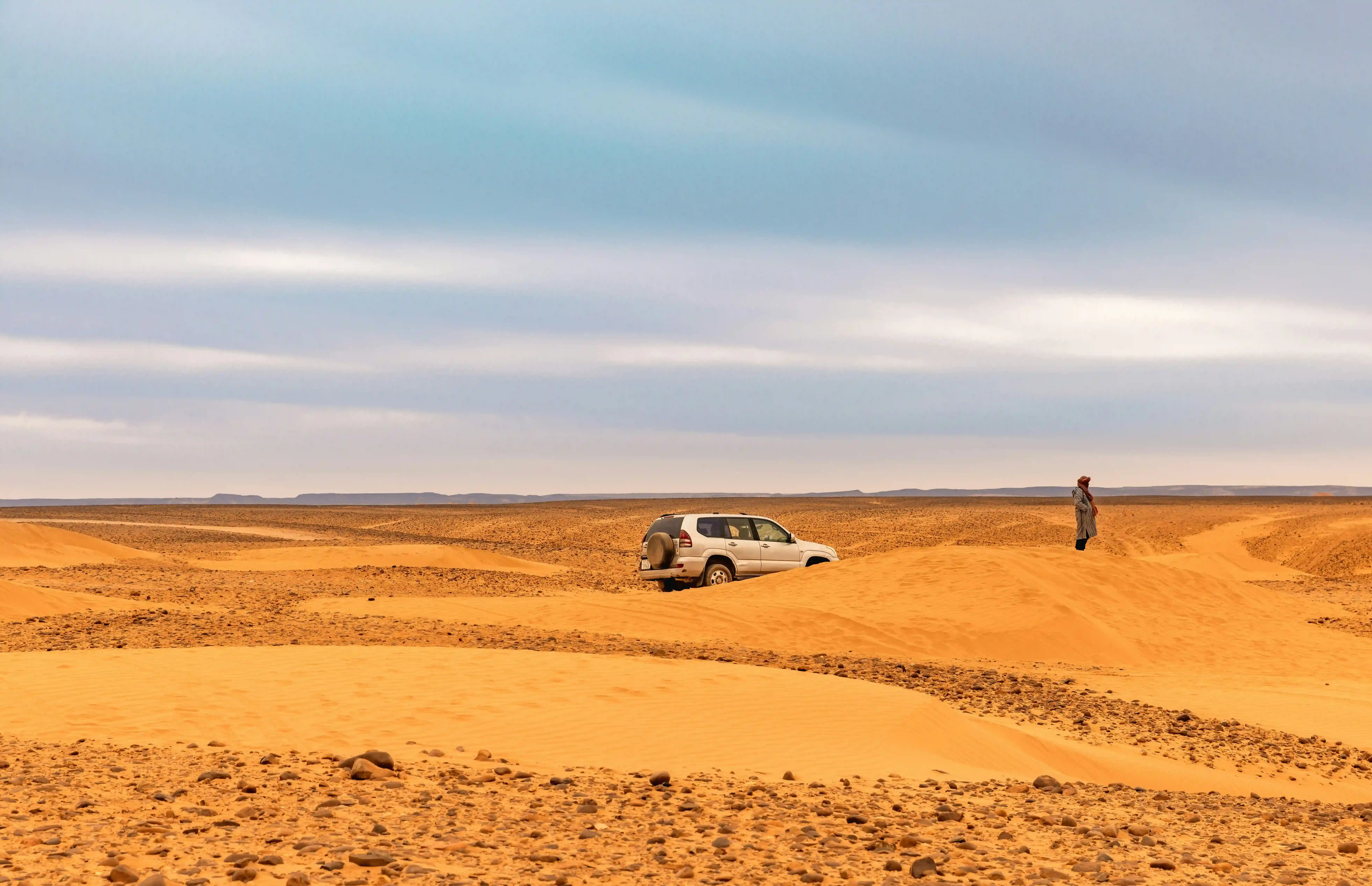 Sunset camel trek in the Sahara Desert, Morocco
